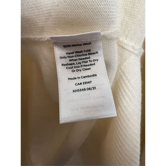 Talbots 100% Pure Merino Wool Mock Neck Sweater Size Petite Large NWT  Ivory Sca - Picture 3 of 4